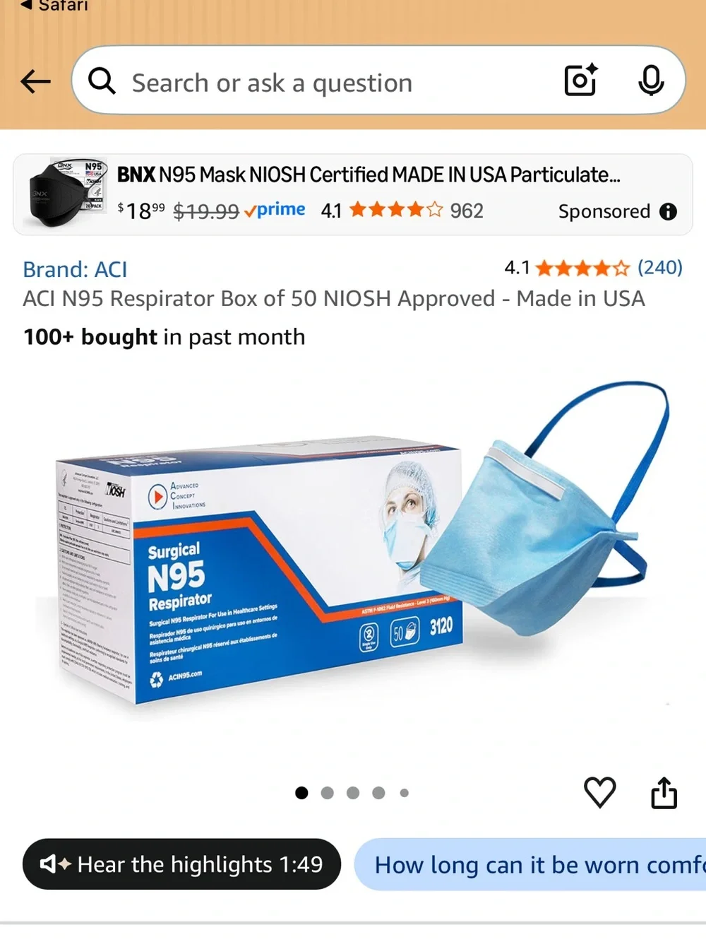 NWT 46 Surgical N95 Respirators